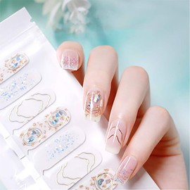 Beetle Studio 2021 Latest 22PCS Adhesion Nail Art Transfer Decals Sticker French Gradient Glitter Series DIY Nail Polish Strips ,Nail Wraps, 100% Real Nail Polish Applique for Manicure,Y2322-White hills