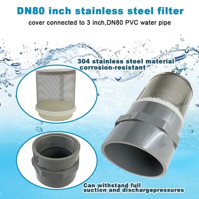 3 inch stainless steel filter DN80/3" Grey PVC Suction Strainers