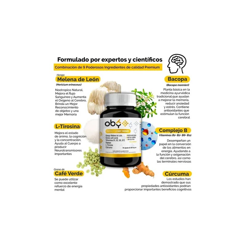 Oby Nootropicos Neuroprotector Concentración, Memoria
