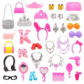 BARWA 40 PCS Doll Accessory Bags Crown Necklace Comb for 11.5 inch Doll Xmas Gift