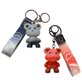 Felimoa Robot Bear Keychain Lanyard Korean Style Key Strap Set of 2, multicolor