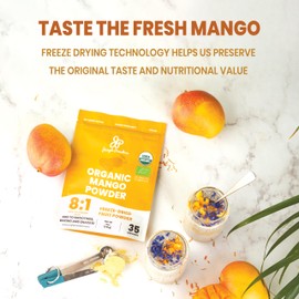 Jungle Powders Organic Mango Powder 5 Ounce Bag, Mango Extract for Baking, Smoothies, Desserts, Freeze Dried Mango Powder, Non GMO Vegan Dried Mangoes Dry Juice Vegan Fruit Powder