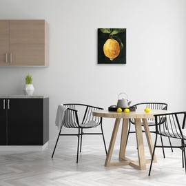 Stupell Industries Abstract Yellow Lemon on Vine Pop Over Black, Design by Emma Caroline Canvas Wall Art, 16x20