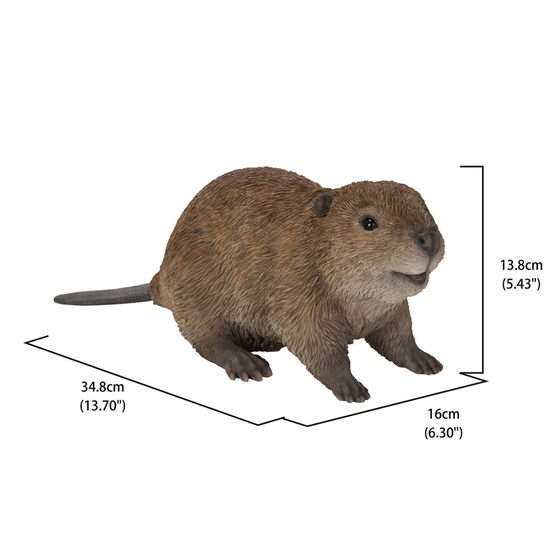 Hi-Line Gift American Beaver CUB Statue, Brown