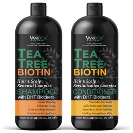 VANIDOX VANIDOX Tea Tree Shampoo and Conditioner Set with Biotin and 100% Pure Tea Tree Oil for Itchy and Dry Scalp - Sulfate and Paraben Free - Tea Tree Oil Shampoo and Conditioner - 16 fl. oz. Each