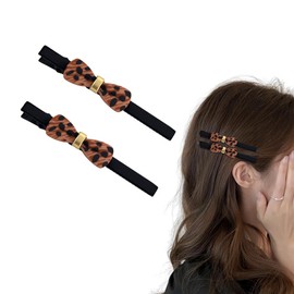 Bow Hair Clips for Women Girl Leopard Print Duckbill Hairclip for Fine Thick Hair Pins Bow Barrettes Non-Slip Long Hair Clip Hairpin Trendy Hair Accessories 2Pcs