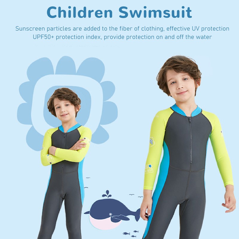 Children Swimsuit UPF50+ Sun Protection Long Sleeve Quick Drying Fullsuit