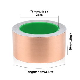 BOMEI PACK Copper Foil Tape with Conductive Adhesive for Guitar and EMI Shielding, Crafts, Soldering, Stained Glass, Electrical Repairs, Grounding (2inch*49ft)