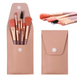 EASONGEE 8pcs Makeup Brushes Set with Portable Case, Professional Face Blush Lip Eyeshadow Eyeliner Foundation Powder Cosmetic Brushes Kit Eyeshadow Brushes Sets with PU Leather Bag