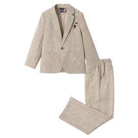 LOLANTA Kids Suit 2 Piece Festive Set for Boys Wedding Party Outfits Blazer and Pants Prom Occasion Wear 3-13 Years, khaki