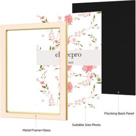 eletecpro 5x7 Enamel Picture Frame with Real Glass Cover, 1 Pack Pink Photo Frame with Gold Metal Edge, Horizontal and Vertical Display Pictures 5x7 for Tabletop, Bookshelf, Wall Decor