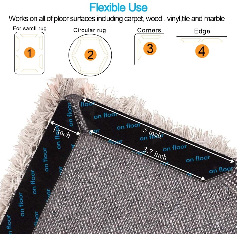 12 Pieces Anti-Slip Rug Grippers|Carpet Gripper|Carpet Tape|Rug Underlay|H HOME-MART Double