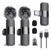 MOYAC 2pcs Micrófono de Solapa Inalámbrico Profesional para iPhone/Android/Celular, Micrófono Lavalier con Cancelación de Ruido para Grabación, Podcast, YouTube, Streaming