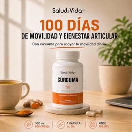 Cúrcuma 500mg | 1 al día | 100 cápsulas | 100% natural S&V sin excipientes | S&V | Sin gluten y sin OMG