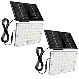 Aialun 184 LED Solar Outdoor Flood Lights, Motion Sensor Solar Powered FloodLights with 16.4ft Cable, IP65 Waterproof 3 Modes Dusk to Dawn Outside Security Lights for Porch, Yard, Garage, 2 Pack