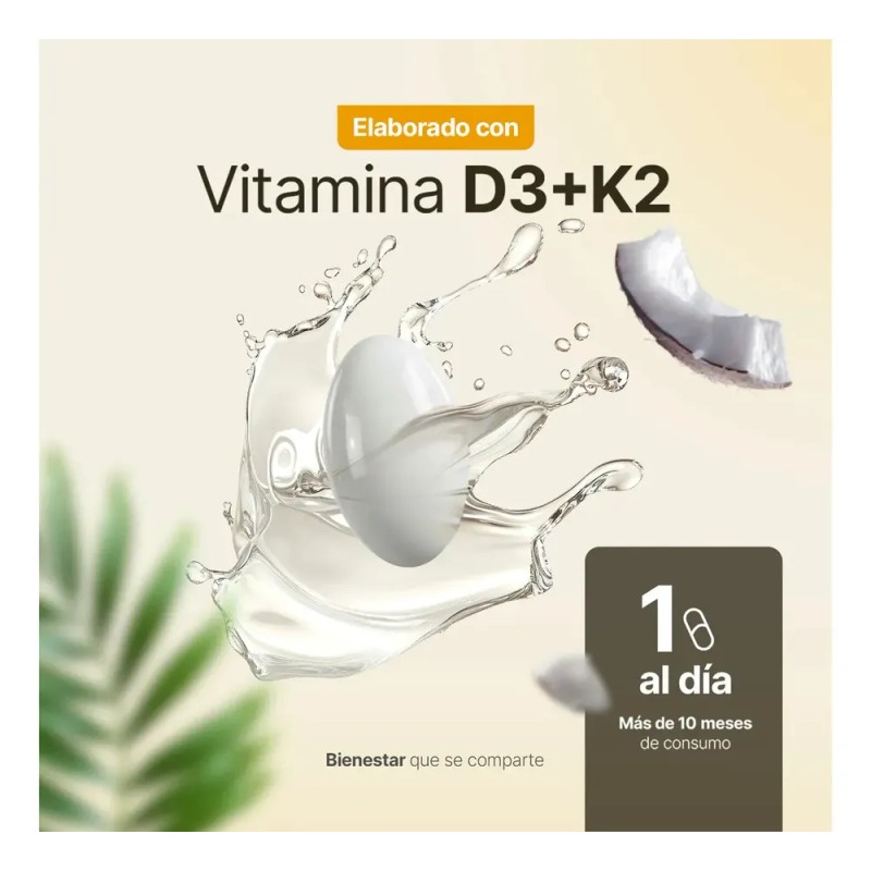 Vitamina D3 Y K2 Con Aceite De Coco Apoyo en