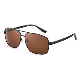 Xagger Polarized Brow Bar Square Aviator Sunglasses for Men Retro Pilot Military Metal Driving Fishing Golf Shades UV400