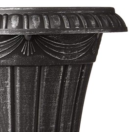 Arcadia Garden Products PL10SL Classic Traditional Plastic Urn Planter Indoor/Outdoor, 15" x 13", Brushed Silver