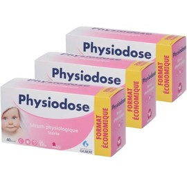 Physiodose Suero fisiológico - 3 cajas de 40 dosis individuales, 40 unidades (paquete de 3)
