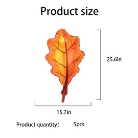 HADCKJA Red Leaf Balloons Thanksgiving Balloons Red Leaf Balloons for Fall Harvest Thanksgiving-Themed Party Birthday Party Supplies Decorations Thanksgiving Party Decorations Balloons Party Sets-5pcs