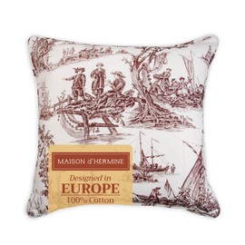 Maison d' Hermine Decorative Pillow Covers 18 x 18 Inch Square 100% Cotton Throw pillow Covers with invisible Zipper Cushion Case for Living Room Couch, Chair, Sofas, Bedroom, Home (Calais - Charcoal)