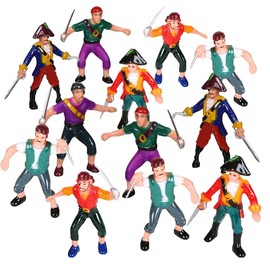 ArtCreativity Pirate Action Figures - Pack of 12 - Pirate Plastic Figures in Assorted Poses - Fun Pirates Figurines Party Favors and Prizes for Kids Ages 3-5 5-7