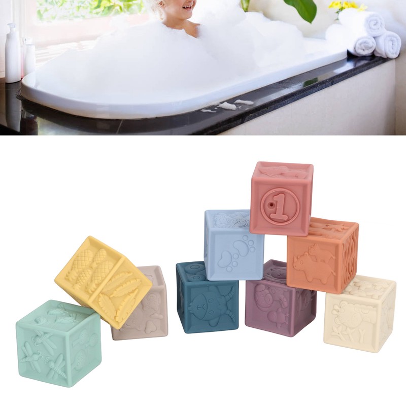 9pcs Baby Blocks Toy Soft Squeeze Chewing Educational Toddler Stacking