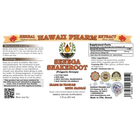 Senega Snakeroot Liquid Extract, Senega Snakeroot (Polygala Senega) Root Powder Tincture, Herbal Supplement, Hawaii Pharm, Made in USA, 2x2 fl.oz