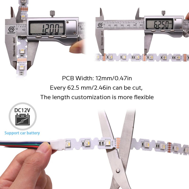 SuperlightingLED 12V 4in1 RGBW LED Strip Lights 360° Bending S