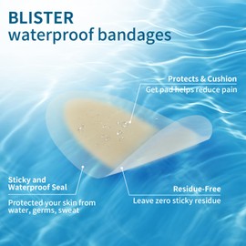 Gel Blister Bandages Blister Cushions - 24Pcs Water Resistant Hydrocolloid Bandages for Heel, Toe & Foot - Blister Pads for Prevention & Recovery - Variety Pack