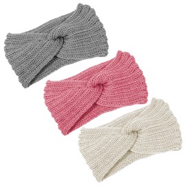 SSKHE Women's Winter Knit Headband, Warm Winter Versatile Headband, Elastic Knitted Hairband, Pack of 3