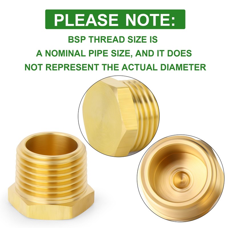 TAISHER 20 Pcs Brass Outer Hex Thread Socket Pipe Plug