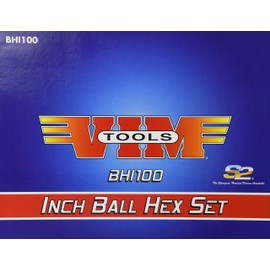Vim Tools BHI100 SAE 7" Long T-Handle Ball and Hex Bit Set - 10 Piece