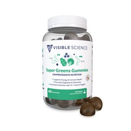 Visible Science Super Greens Gummies – Daily Greens, Superfood & Antioxidant Blend with Vitamins & Probiotics – Energy, Immunity & Digestive Health Support – Strawberry Watermelon Flavor, 60 Gummies