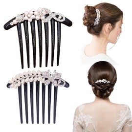 YANHUILAY Yaiaii Winding Comb [Set of 2] Hair Comb, Hair Clip, Pearl, Stylish, Hair Accessories, Hair Arrangement, Hot Hair, Buns, Japanese Hair Ornaments, Weddings, Parties, Coming of Age Ceremonies,