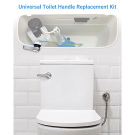 Universal Toilet Handle Replacement Kit Front Mount Toilet Lever Replacement with Stainless Steel Flapper Chain, Toilet Repair Kit Compatible with American Standard/Mansfield/Gerber, Brushed Nickel