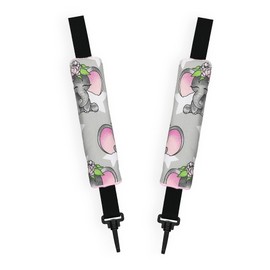 Harness Seat Belt Strap Covers Padded Universal New Reversible Set of 2 (Elephant/Pink)