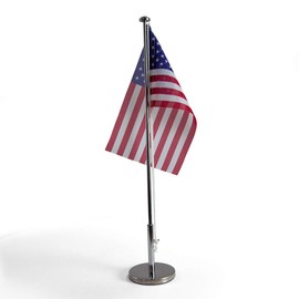 Vispronet Miniature USA Desk Flag and Stand – Height Adjustable 12.25in - 20.25in Telescopic Flagpole with Weighted Base – Flag Size 9.8in x 5.9in