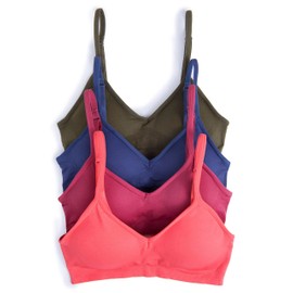 Caramel Cantina 4 Pack V Neck Padded Bralette Adjustable Straps (S/M, Fall)