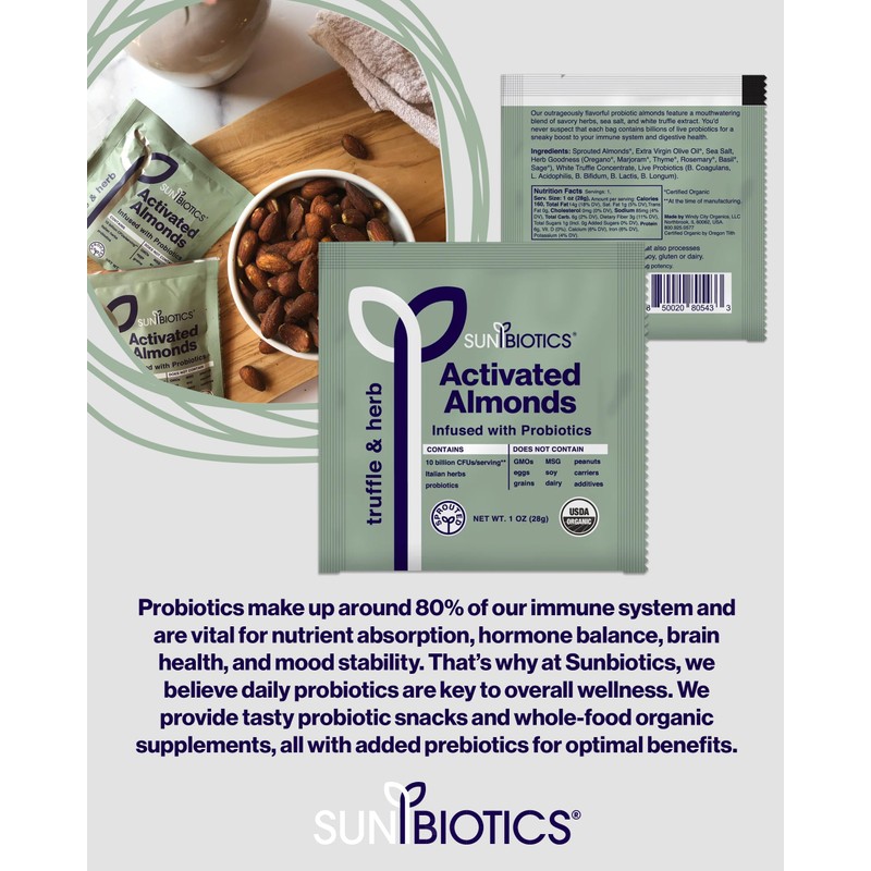 Sunbiotics Activated Organic Sprouted Almonds - Truffle & Herb, Pack