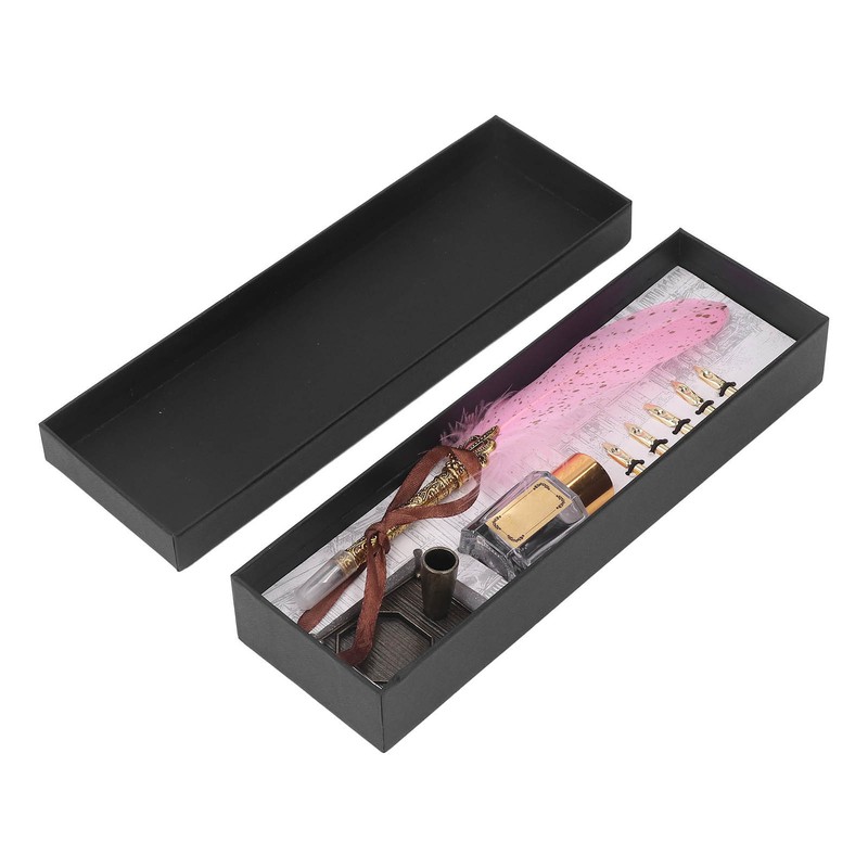 Quill Pen Set Retro Elegant Exquisite Pattern Smoothing Writing Feather