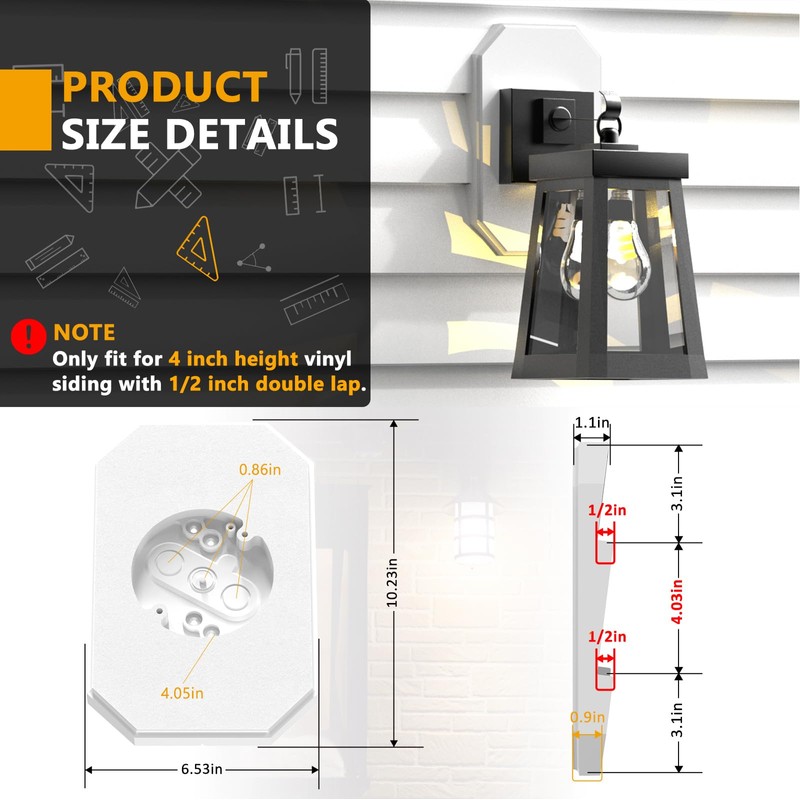 Siding Mounting Kit, Siding Mount Block, Outdoor Light Mounting Block