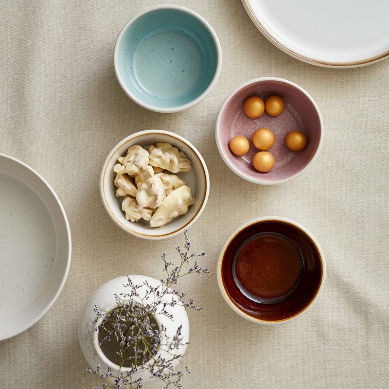BITZ 10cm Diameter Stoneware Bowl Snack Bowl Grey/Light Red