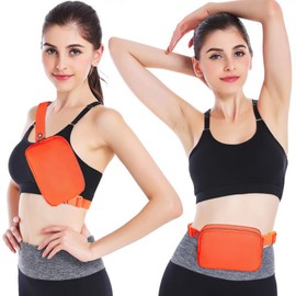 AROME Mini Belt Bag for Women, Fashion Waist Pack Fanny Packs for Women Men with Adjustable Strap, Waterproof Waist Bag Hip Bum Bag for Travel Shopping Running Hiking Cycling (Fluorescent Orange)
