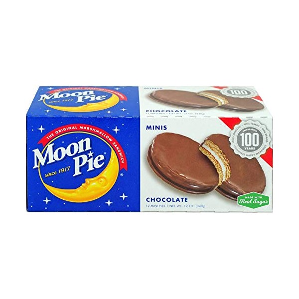 Moon Pie Mini's - Complete Variety Pack - All 5 Flavors 5 Boxes Salted Caramel Chocolate Strawberry Banana Vanilla 6 Moon pies per box, 30 pies total Bonus 5 x Colored Lunch Bags