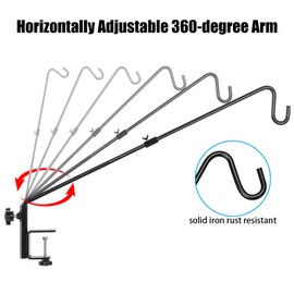 FEED GARDEN 31 Inch Heavy Duty Deck Hook, Non-Slip Clamp, 360 Degree Swivel, Black for Bird Feeders, Planters, Suet Baskets, Lanterns, Wind Chimes, 2 Pack