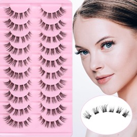 10 Pairs Cluster Lash D Curl Russian Strip Lashes Fluffy False Eyelashes Individual Natural Thin Eyelashes DIY Eyelash Extensions at Home (03)