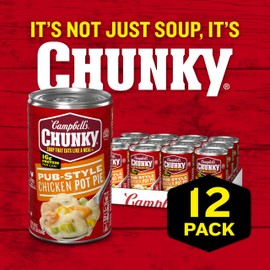 Campbell’s Chunky Soup, Pub-Style Chicken Pot Pie Soup, 18.8 oz Can (Pack of 12)