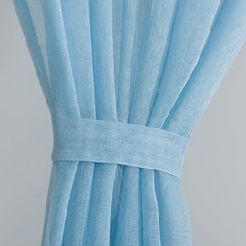 Megachest gathering tape voile curtain(linen-like blue, W 56" x L 81" (2 Panels))
