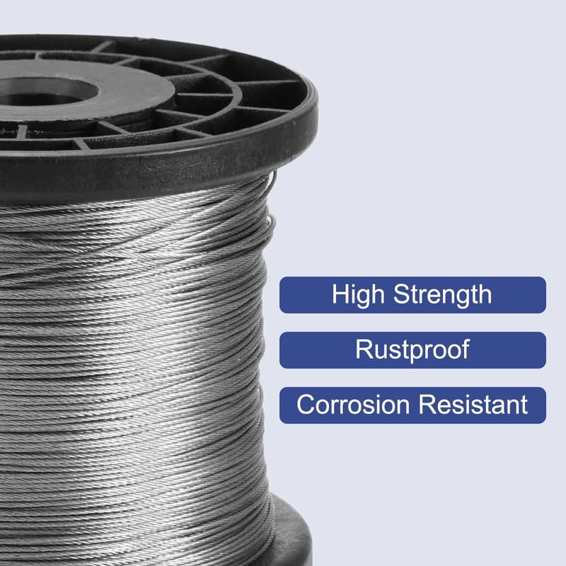 uxcell 1/32" (0.8mm) 1000ft (305m) 304 Stainless Steel Cable Wire